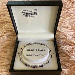 Genuine Amethyst Sterling Silver Bracelet